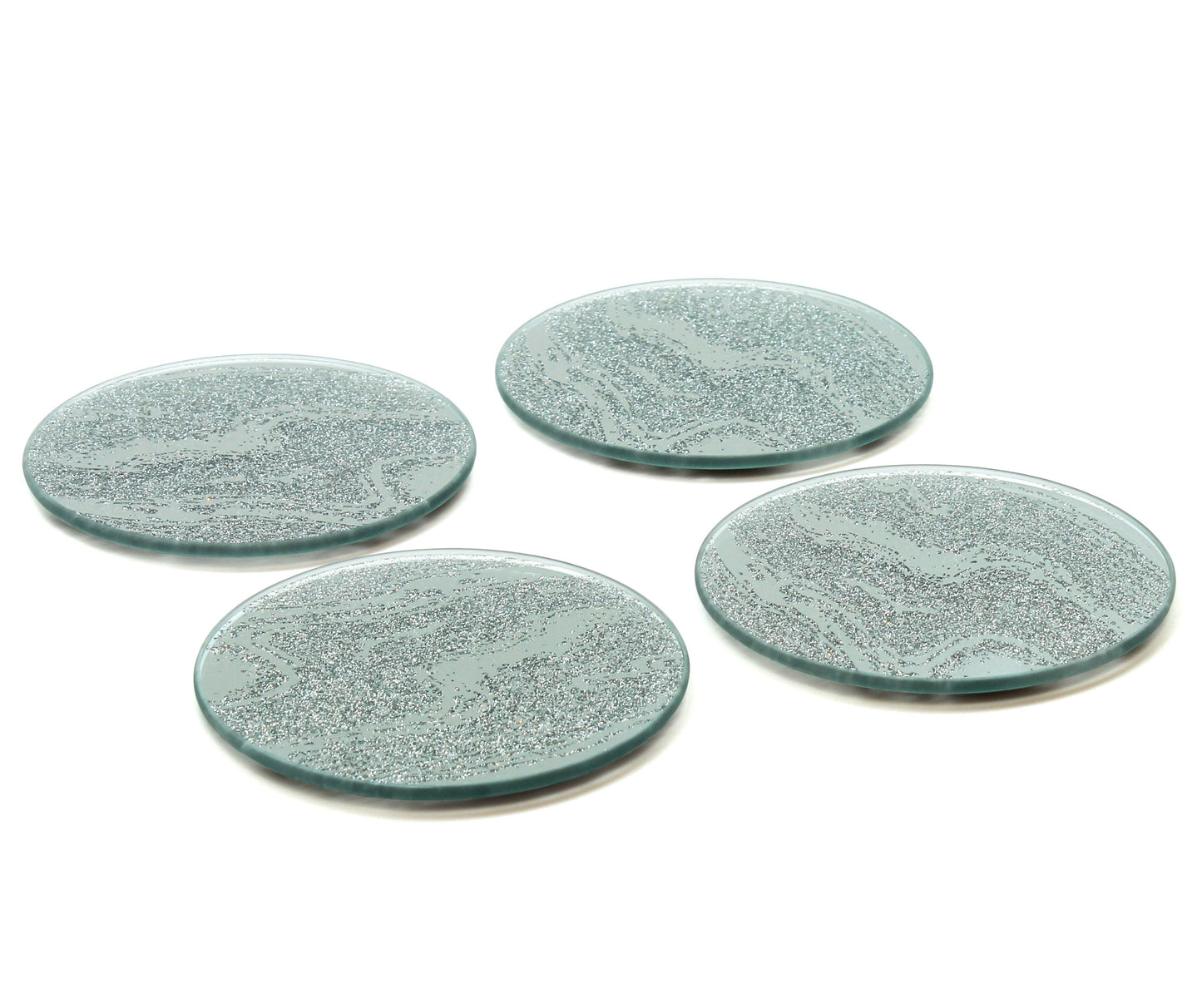 Silver Glitter Set 4 Round Coasters