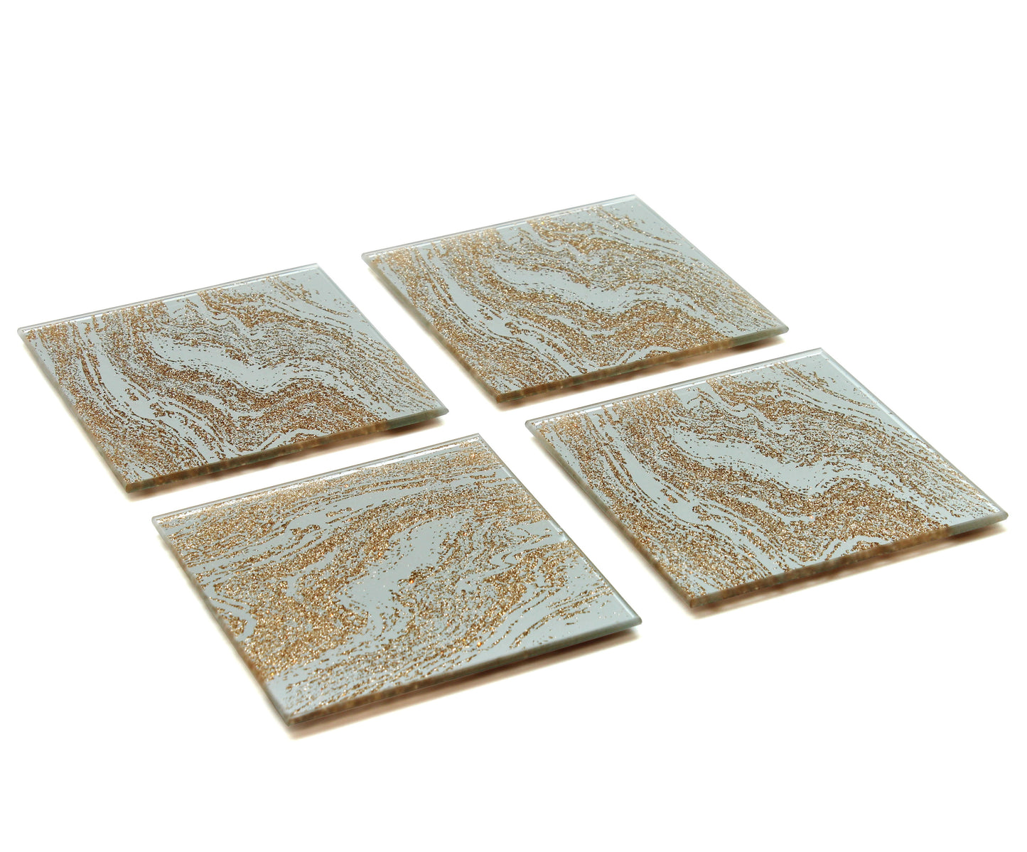 Champagne Glitter Set 4 Square Coasters