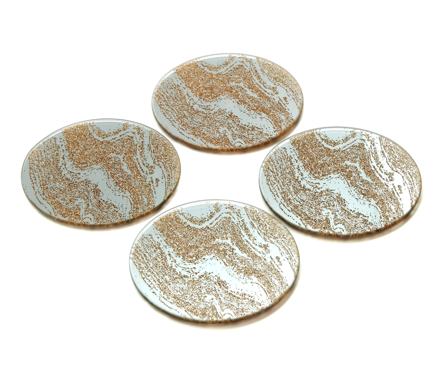 Champagne Glitter Set 4 Round Coasters