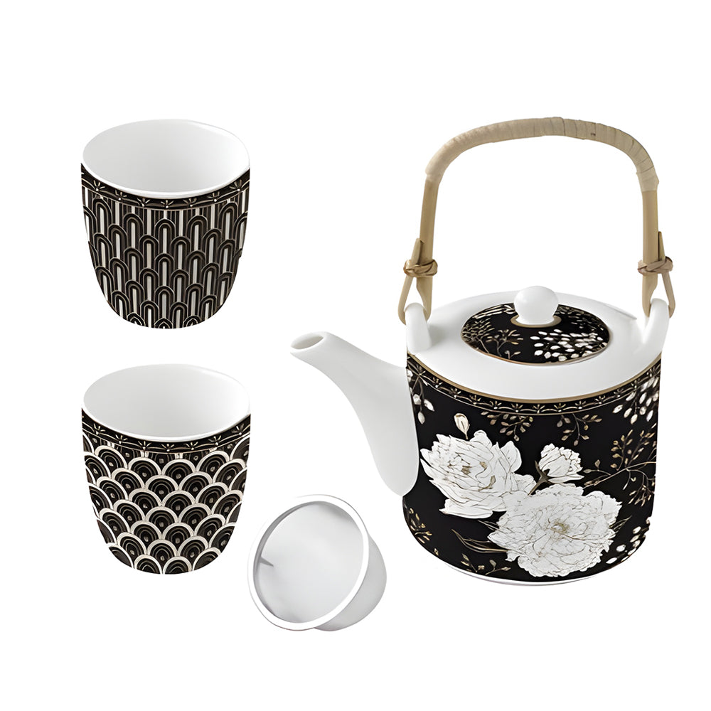 Art Deco & Flowers 4 piece Tea Set