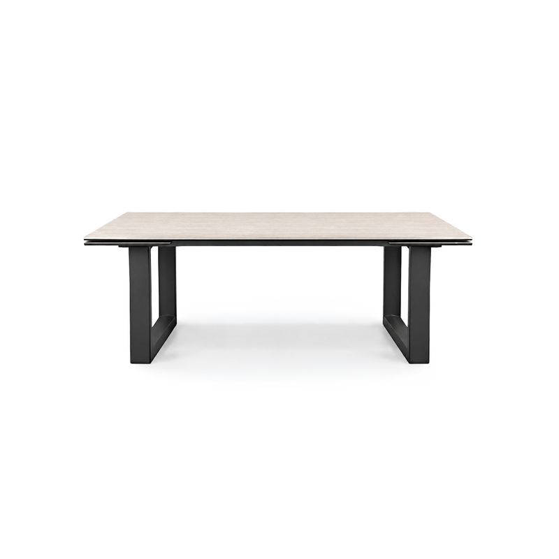 Harbour Extendible Table 79"- 99" - 118", Travertine Ceramic Top