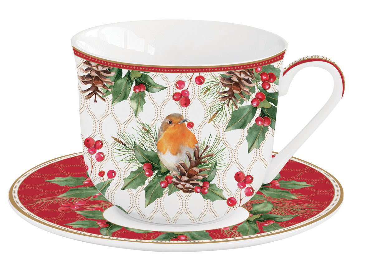 Christmas Berries 370ml (12.5oz) Breakfast Cup Saucer
