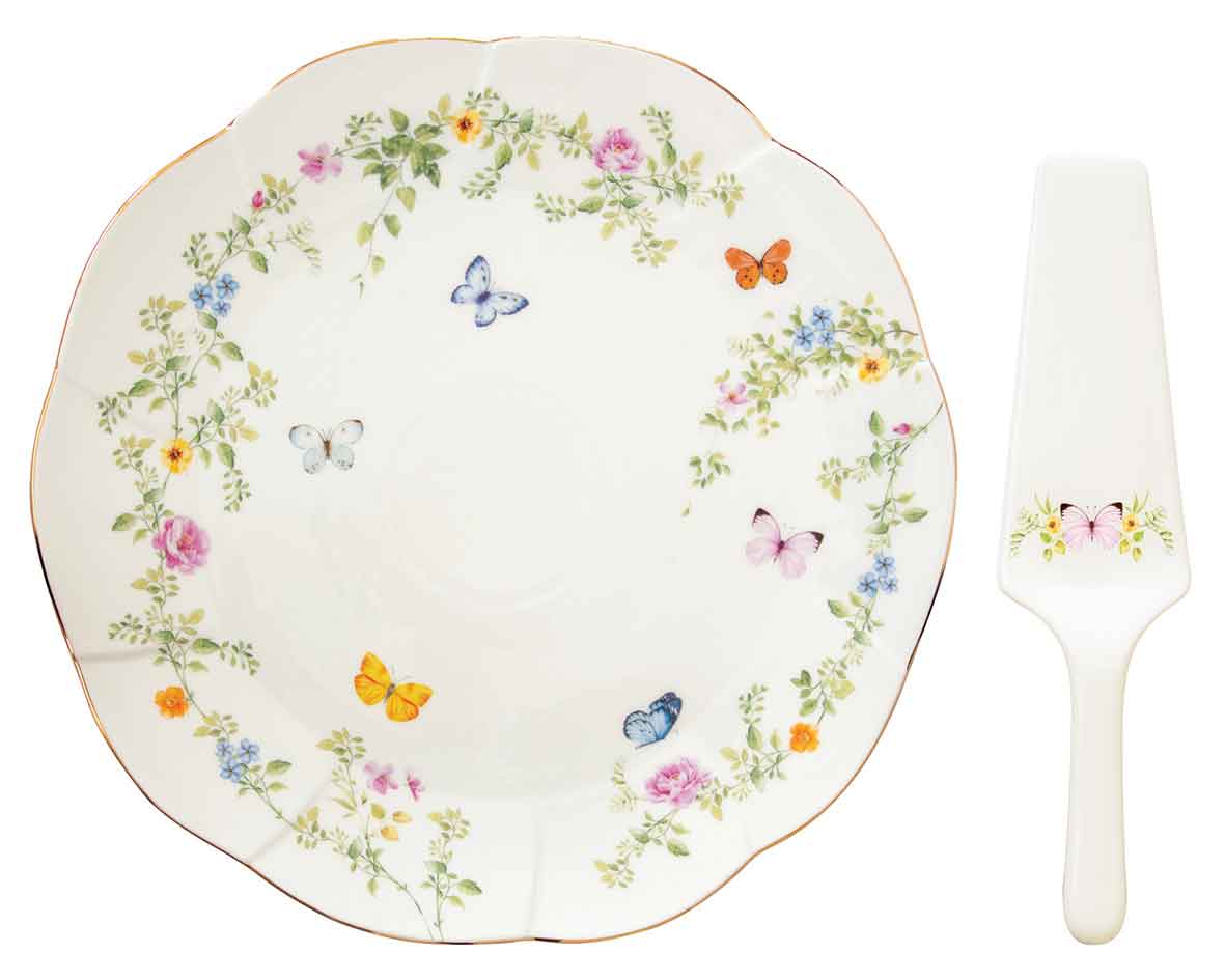 Dancing Butterflies 32cm (12.5in) Cake Plate with Server
