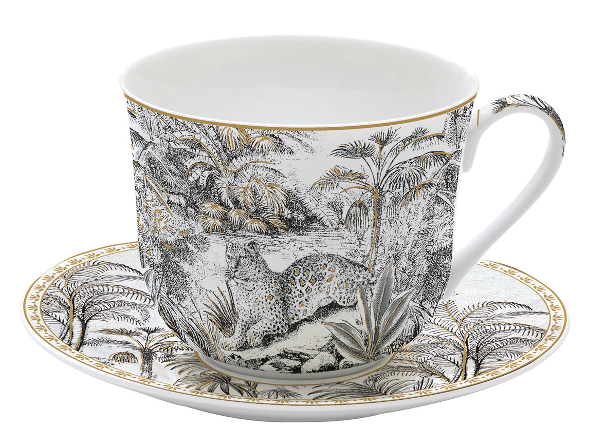 Retro Jungle 400ml (13.5oz) Breakfast Cup & Saucer