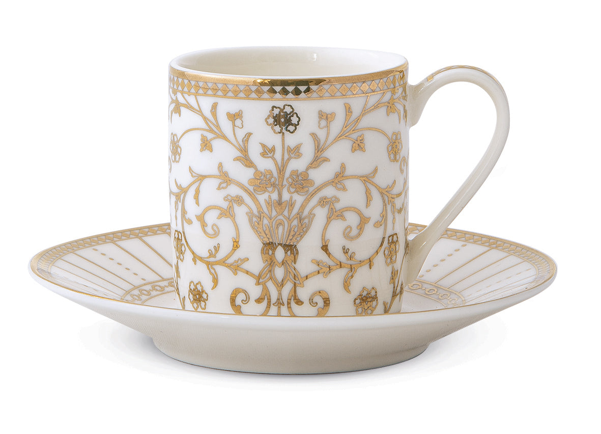 POZZI Golden 80ml (2.7oz) Espresso Cup & Saucer