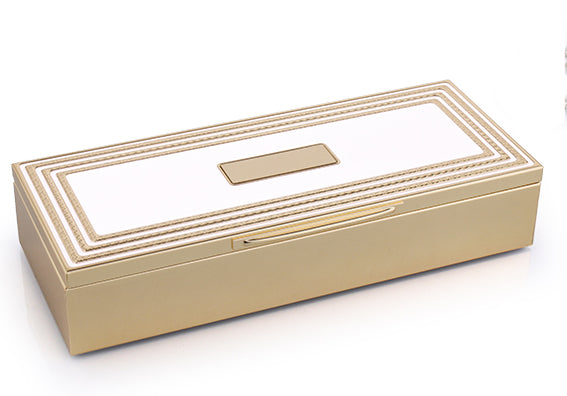 Carson Trinket Box with White & Gold Accents