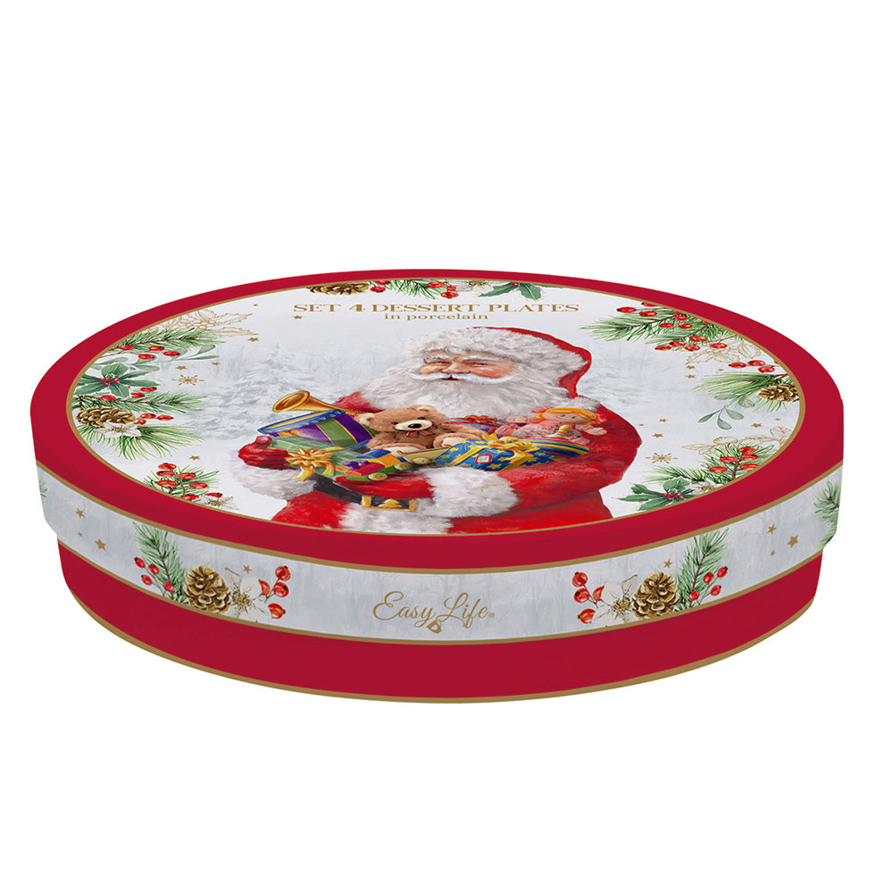 Santa is Coming S/4 19cm (7.5in) Dessert Plates