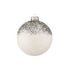 White & Silver Glitter Ball Ornament 3"