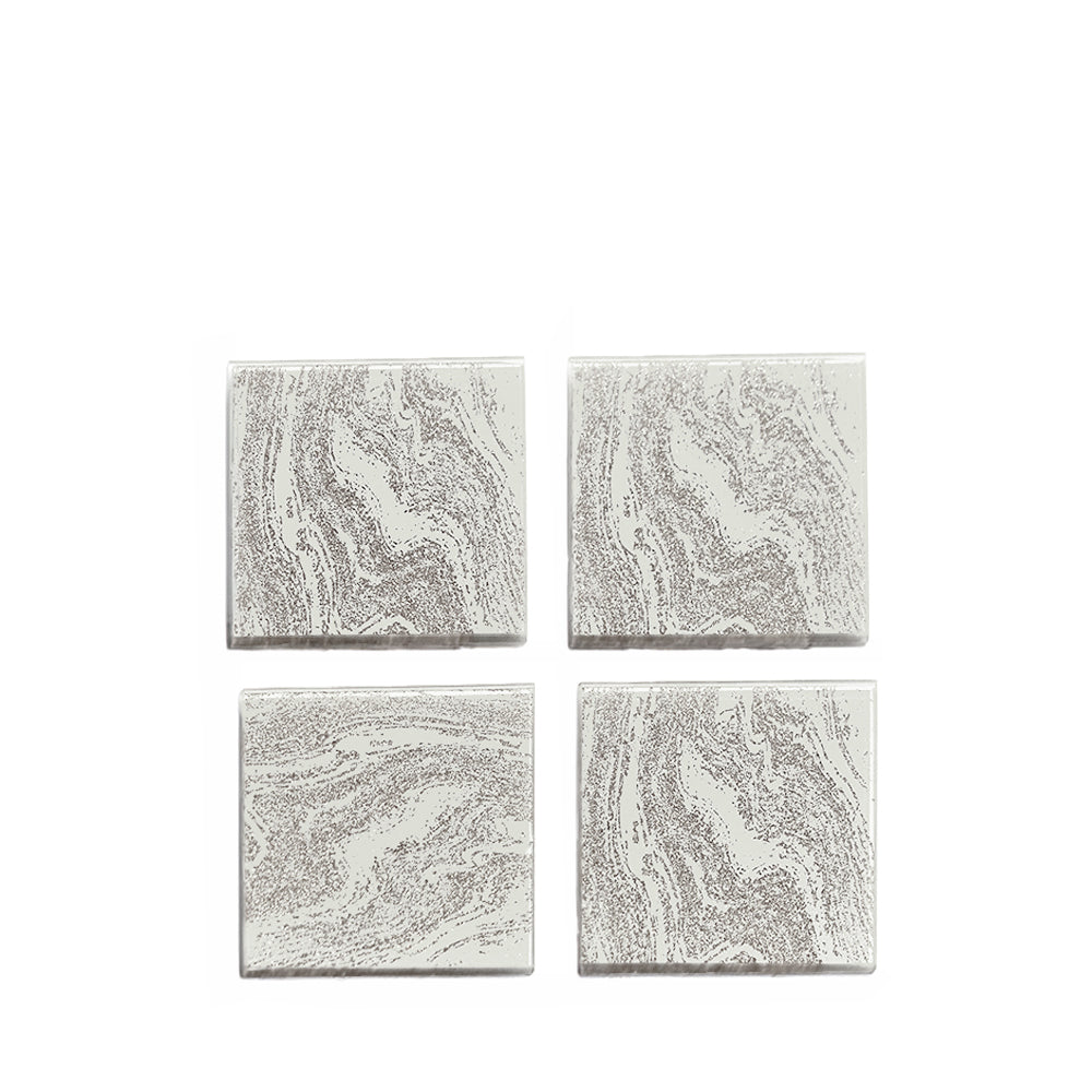 Silver Glitter Set 4 Square Coasters