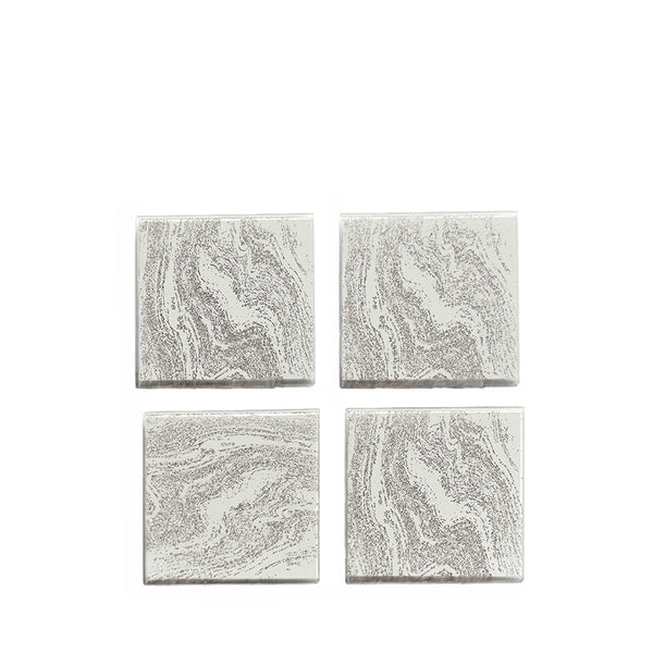 Silver Glitter Set 4 Square Coasters