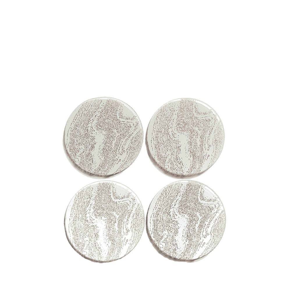 Silver Glitter Set 4 Round Coasters