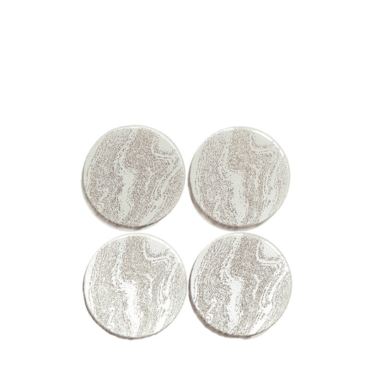 Silver Glitter Set 4 Round Coasters