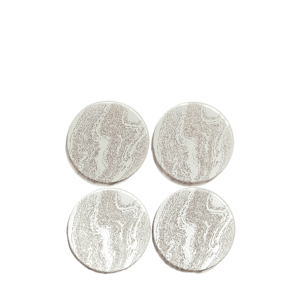 Silver Glitter Set 4 Round Coasters
