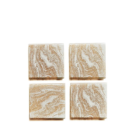 Champagne Glitter Set 4 Square Coasters