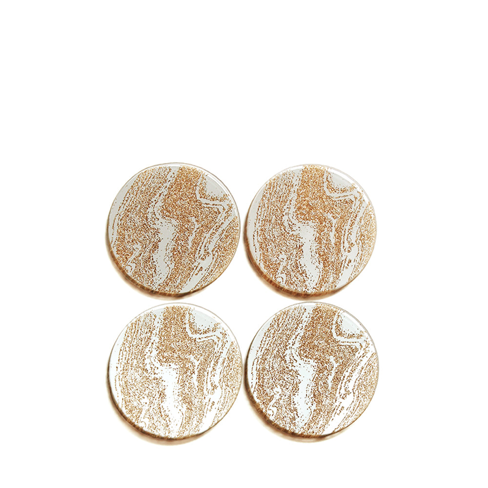 Champagne Glitter Set 4 Round Coasters