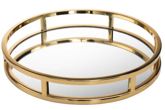 Aspen 13" Round Tray, Matte Gold