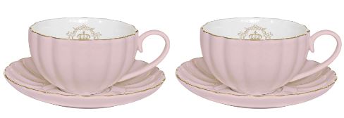 Royale Set of 2 Espresso Cups & Saucers 110ml, Pink