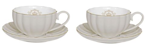 Royale Set of 2 Espresso Cups & Saucers 110ml, Grey