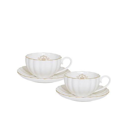 Royale White Set of 2 Espresso Cups & Saucers 110ml