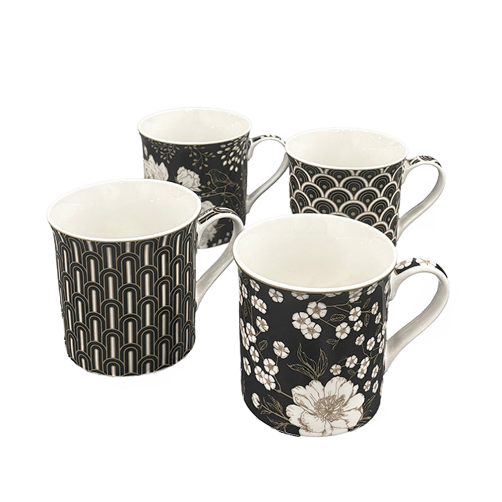 Art & Deco 300ml Mugs, Set of 4