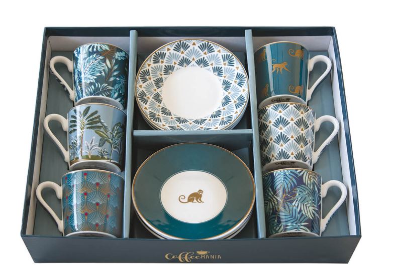 Atmosphere Jungle 100ml Espresso Cups & Saucers Set of 6