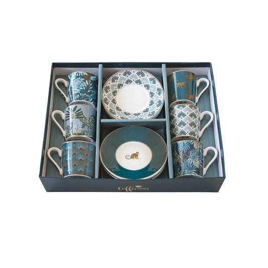 Atmosphere Jungle 100ml Espresso Cups & Saucers Set of 6
