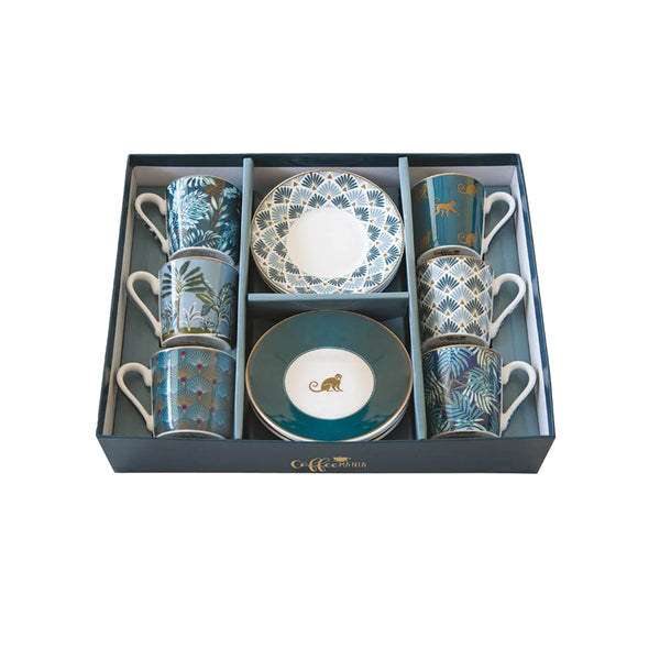 Atmosphere Jungle 100ml Espresso Cups & Saucers Set of 6