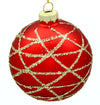 8cm Red Ornament with Gold Glitter