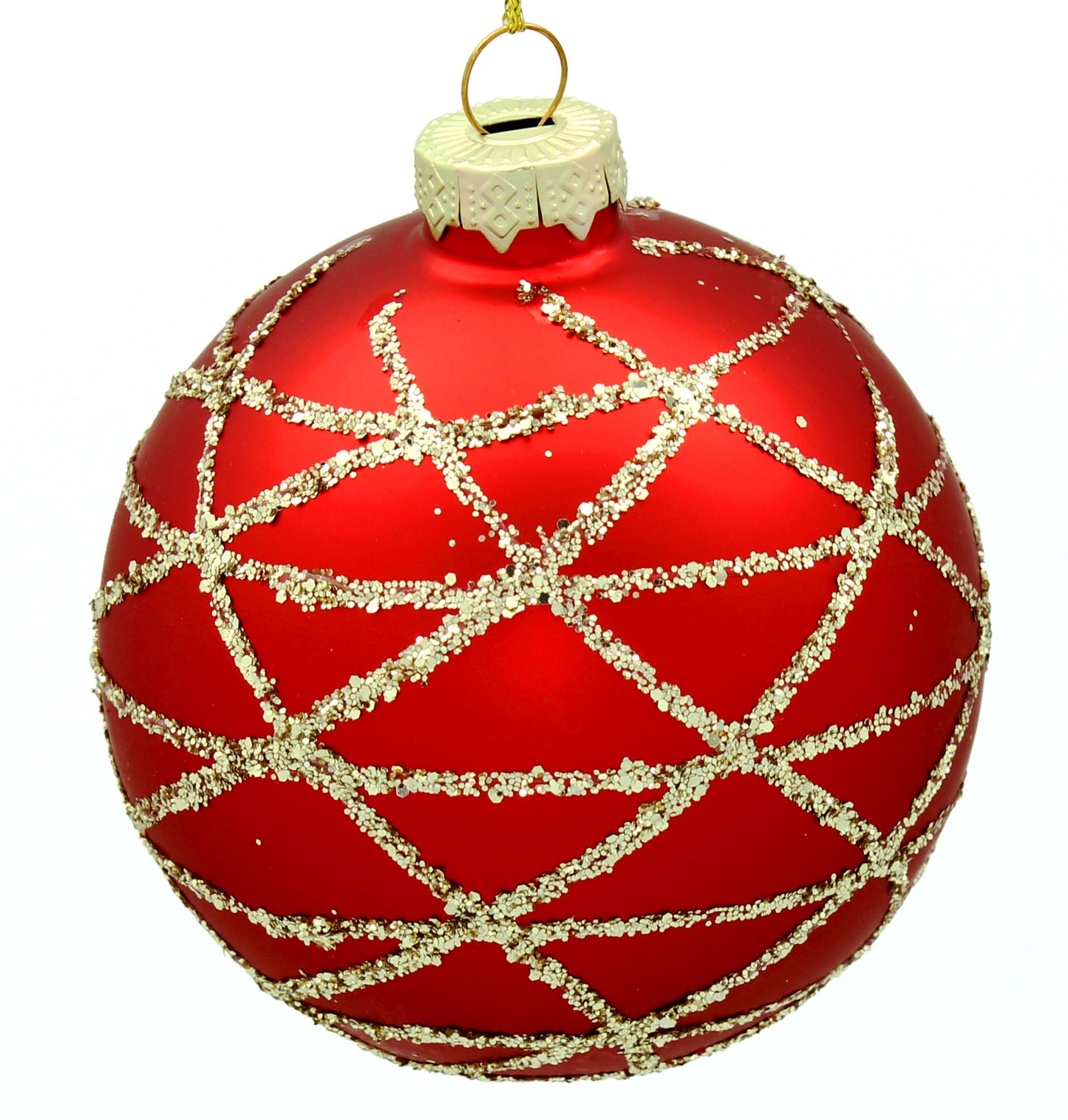 8cm Red Ornament with Gold Glitter