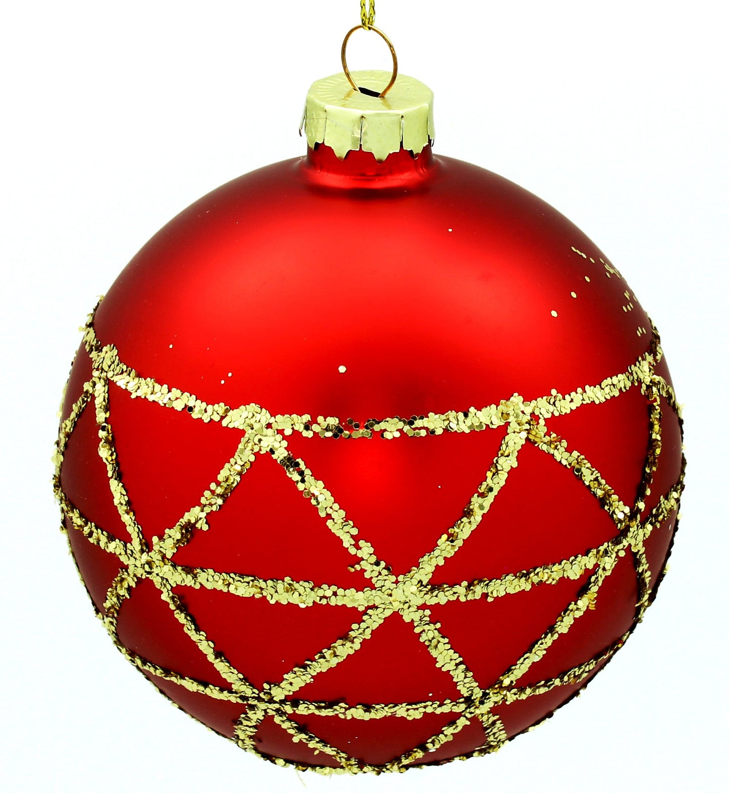 10cm Red Ornament with Gold Glitter