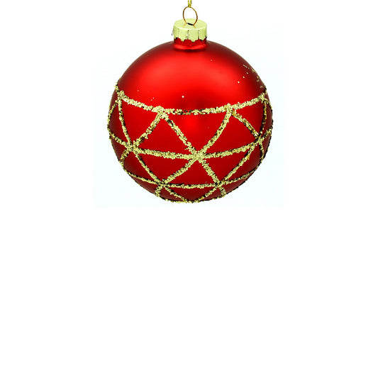 10cm Red Ornament with Gold Glitter