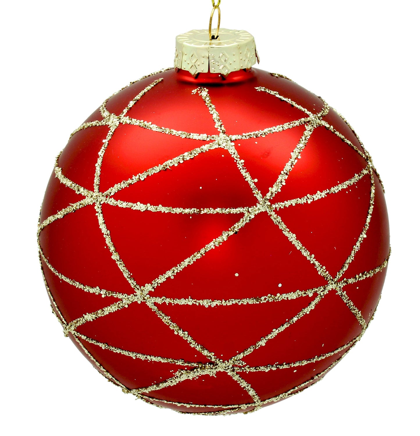 12cm Red Ornament with Gold Glitter