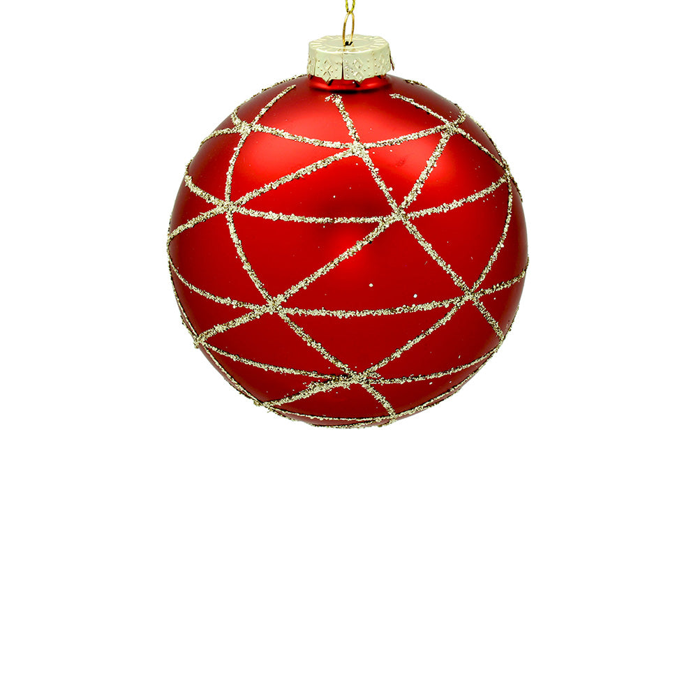 12cm Red Ornament with Gold Glitter