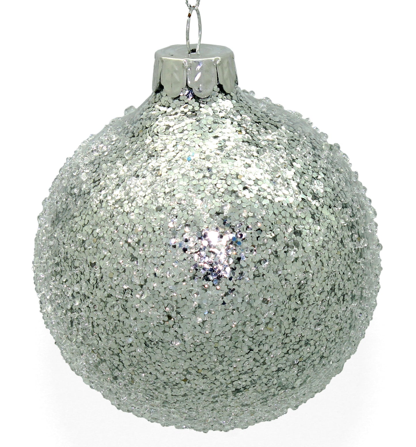 8cm Iced Silver Ornament