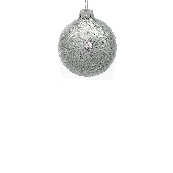 8cm Iced Silver Ornament