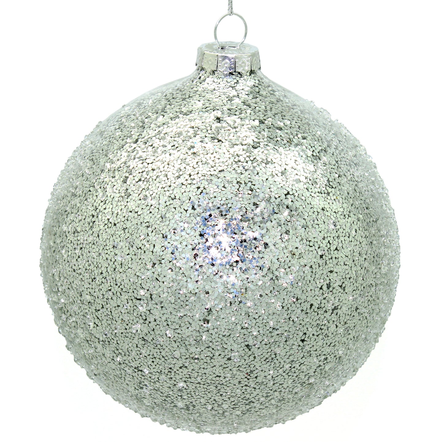 12cm Iced Silver Ornament