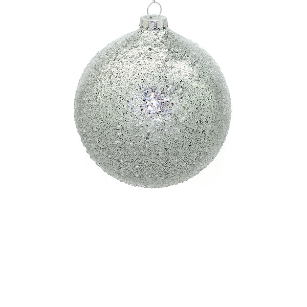 12cm Iced Silver Ornament