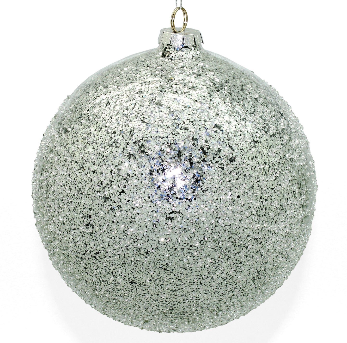15cm Iced Silver Ornament