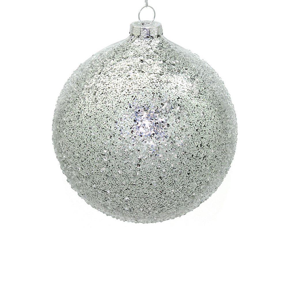 15cm Iced Silver Ornament