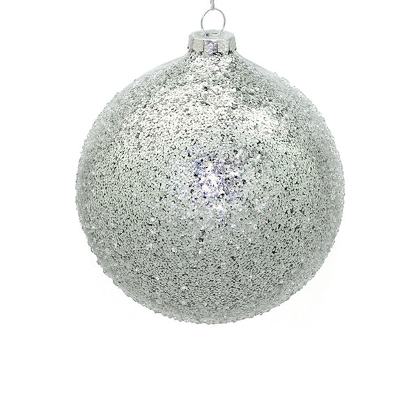 15cm Iced Silver Ornament