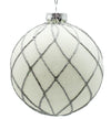 10cm White Flow Ornament with Silver Glitter