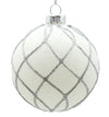 8cm White Flow Ornament with Silver Glitter