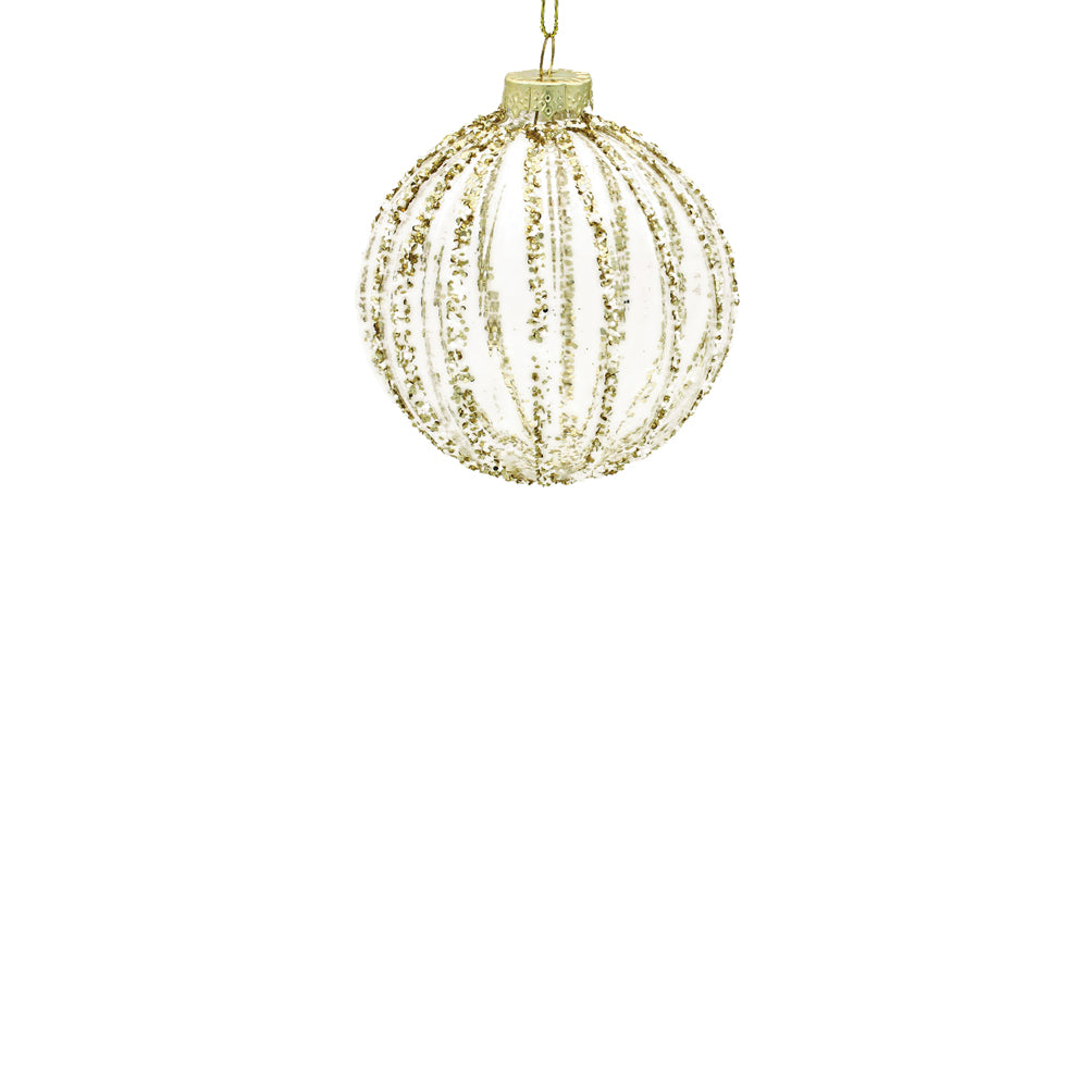 8cm Clear Ornament with Gold Glitter