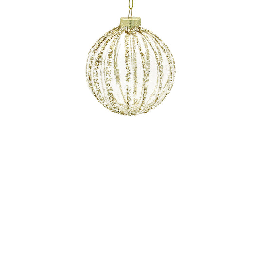 8cm Clear Ornament with Gold Glitter
