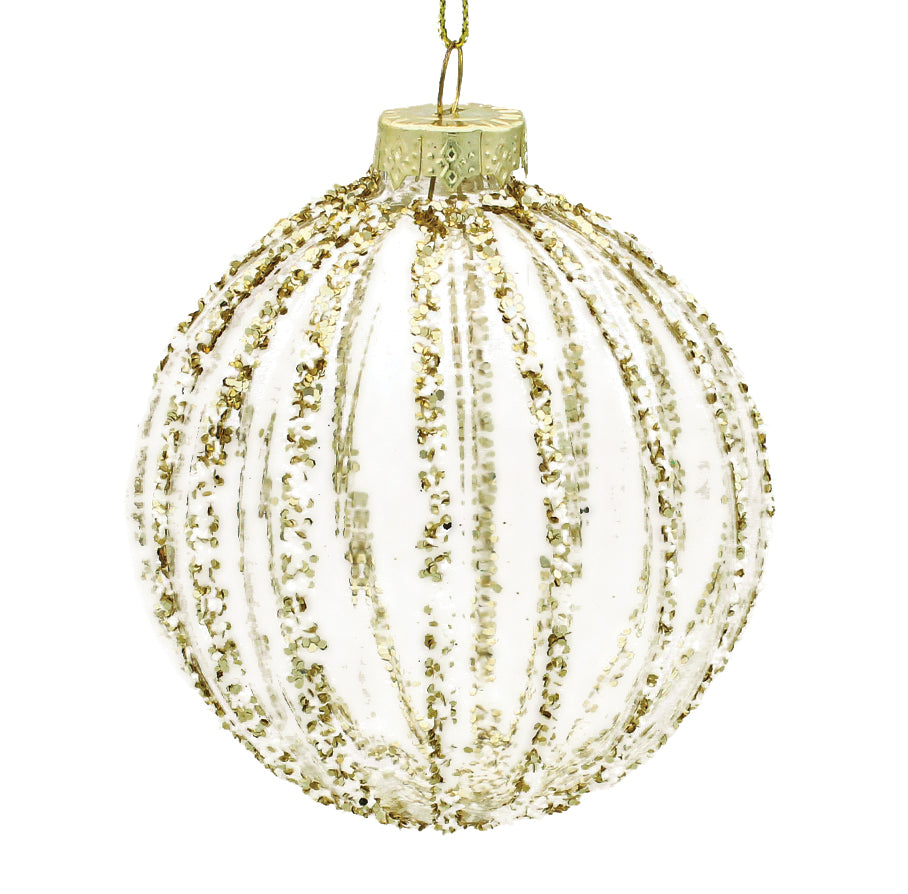8cm Clear Ornament with Gold Glitter