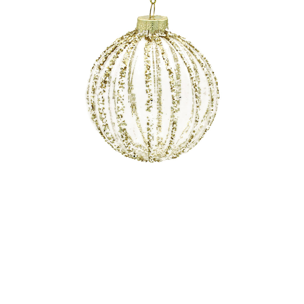 10cm Clear Ornament with Gold Glitter