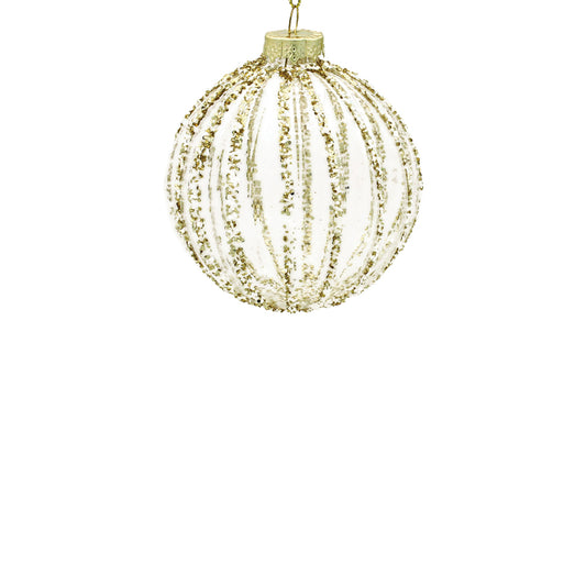 10cm Clear Ornament with Gold Glitter