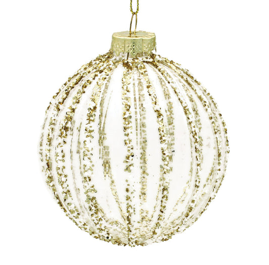 10cm Clear Ornament with Gold Glitter