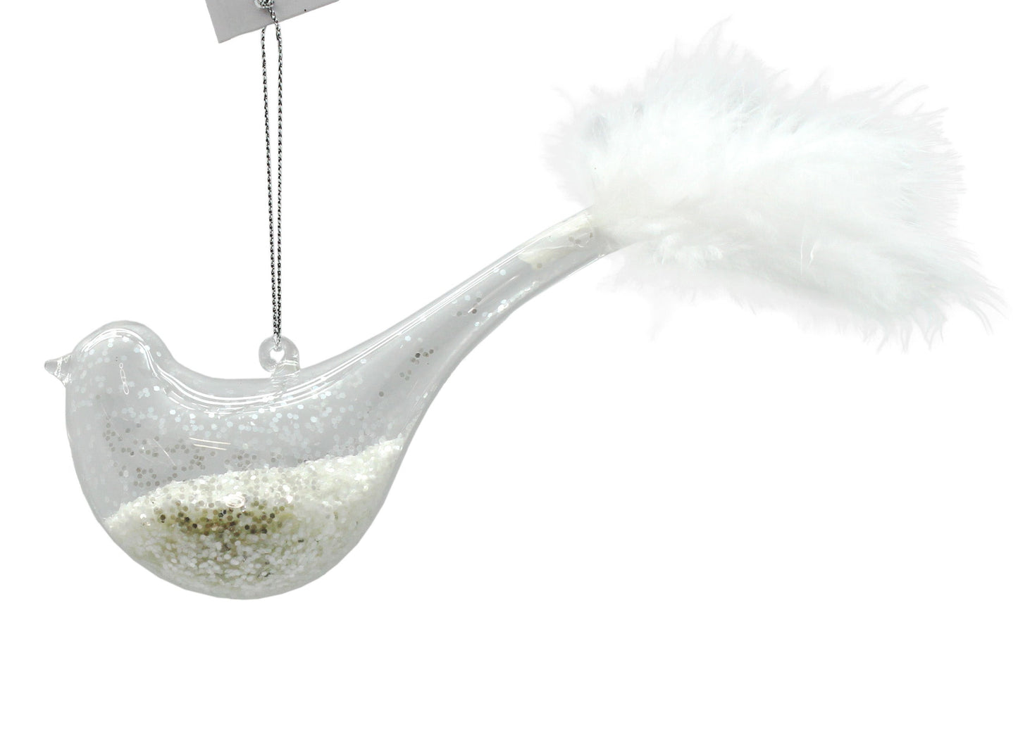 11cm Bird Ornament with White Feather