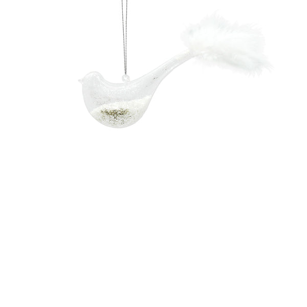 11cm Bird Ornament with White Feather